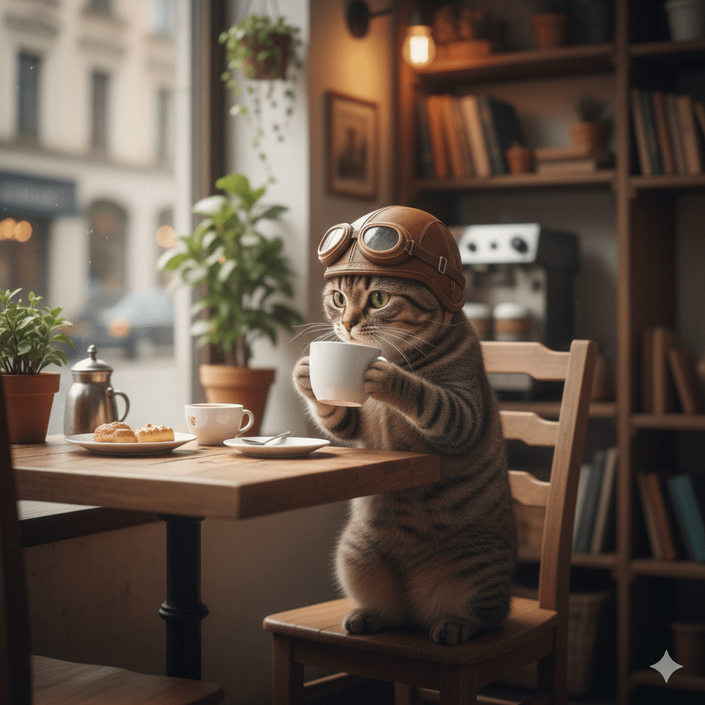 잠잘오는법을 위해 카페인 섭취를 조절하는 고양이