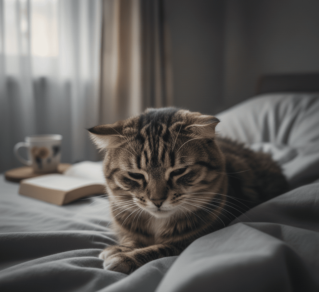 잠잘오는법 실험 중 졸려하는 고양이 모습