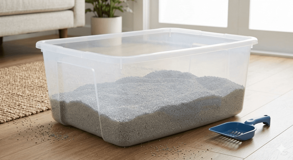 리빙박스를 활용해 만든 대형 고양이 화장실