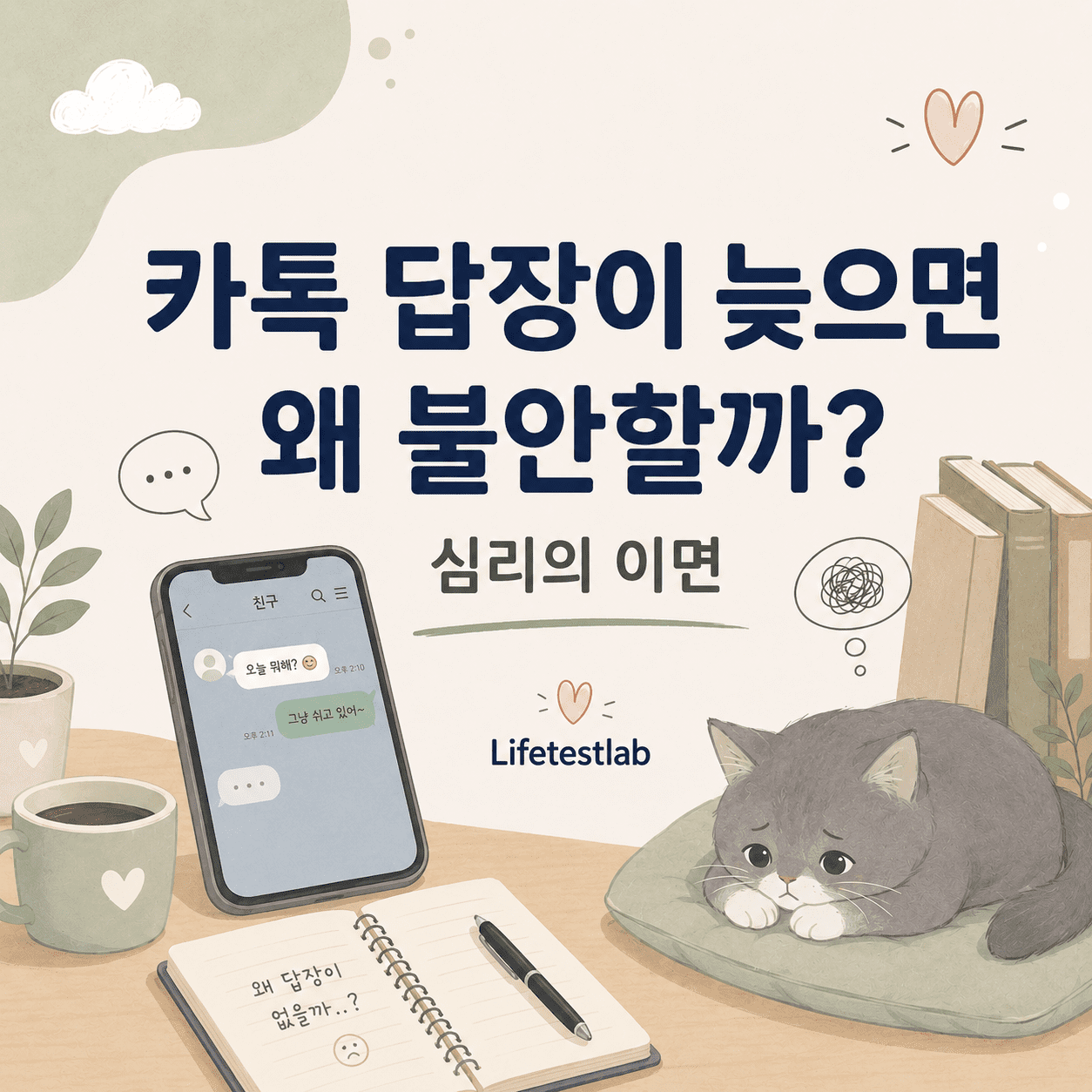 카톡 답장 안오면 불안해지는 이유와 사회적 모니터링 과잉을 설명하는 심리 노트 이미지